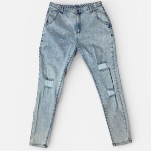 By Egreis Acid Wash Distressed Jeans Women’s Large High Waist Mom Jeans